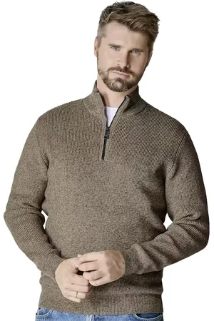 Casa Moda Trui gebreid half zip wijde fit