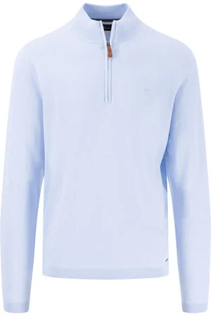 Fynch-Hatton Katoenen Fynch-Hatton trui effen Troyer Zip
