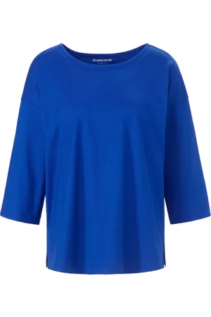 Green Cotton Dames Overhemden - Shirt 100% katoen ronde hals Van blauw