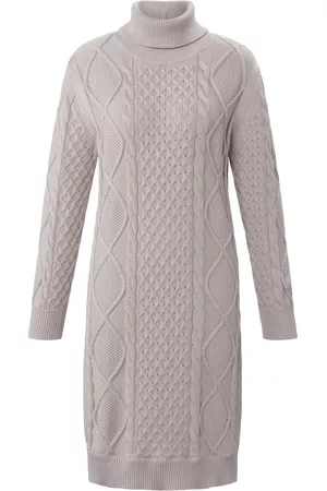 Looxent Dames Gebreide jurken - Gebreide jurk 100% katoen lange mouwen Van grijs