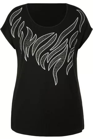 Emilia Lay Dames Overhemden - Shirt ronde hals en motieven Van zwart