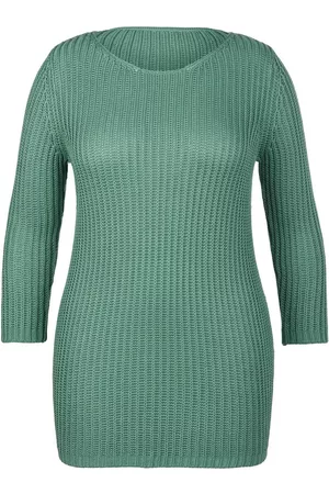 Emilia Lay Dames Fleece truien - Trui ronde hals en 3/4-mouwen Van groen