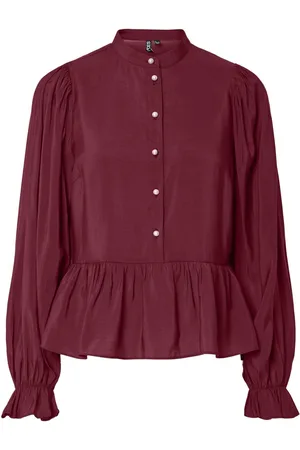 Pieces® Pcnessa Peplum Shirt Met Lange Mouwen