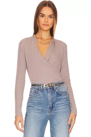 Bobi Dames Lange mouw - Long Sleeve Surplice Tee in