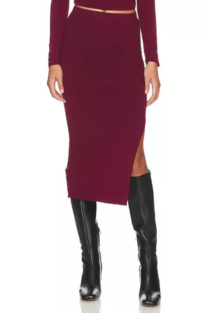 Bobi Dames Midi rokken - Shirred Split Midi Skirt in