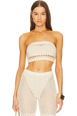 Retrofete Luiz Strapless Top in Ivory And Gold in