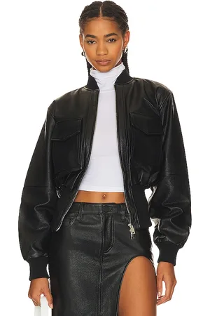 GRLFRND The Cropped Leather Bomber in