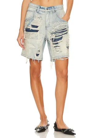 Jaded London denim carpenter shorts in stone-Green