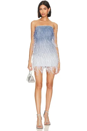 Retrofete Sofia Feather Dress in White/ombre