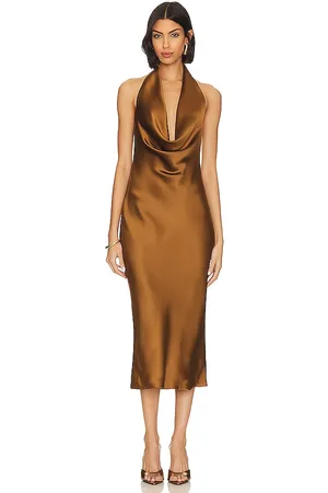 Norma Kamali Halter Drape Midi Dress in