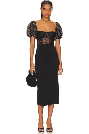 WeWoreWhat Underwire Corset Midi Lace Dress in