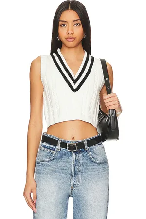 MORE TO COME Jade Varsity Cropped Vest in