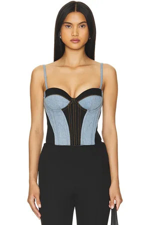 FLEUR DU MAL Two Toned Denim Bustier in