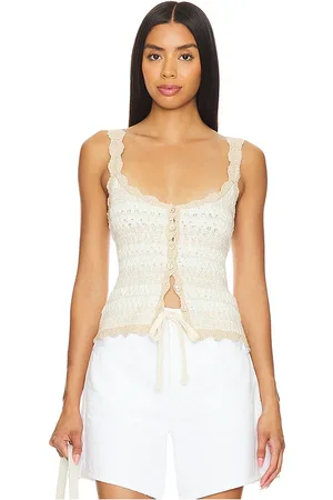 AUTUMN CASHMERE Textured Scalloped Tank in
