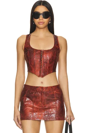 superdown Juno Faux Leather Top in