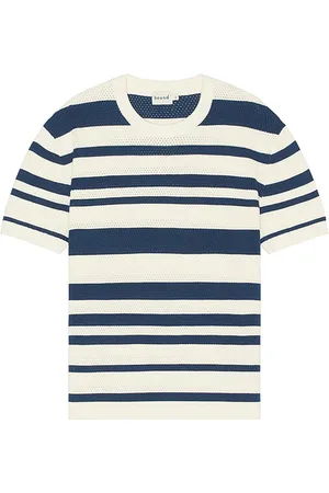 Bound Stripe Heavy Knit Crochet Tee in