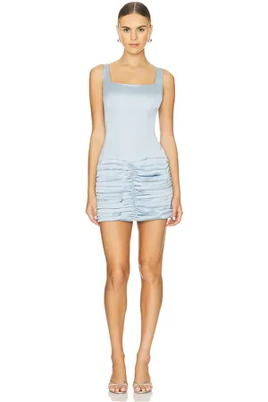 SELMACİLEK Square Neck Skirt Drape Mini Dress in