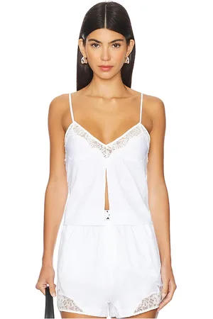 FLEUR DU MAL Lace Insert Poplin Cami in