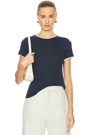 Vince Tipped Short Sleeve Crew in