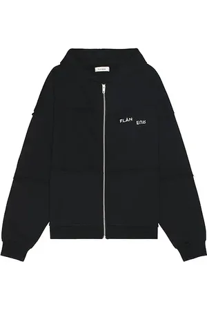 FLÂNEUR Cut And Sew Zip Up Hoodie in