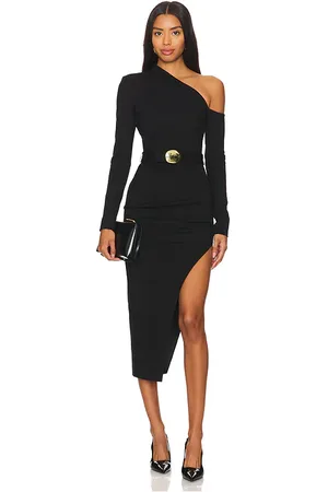 Nicholas Shiloh Asymmetrical Cold Shoulder Midi Dress in