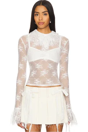 yuhan wang Ruffled Lace Top in