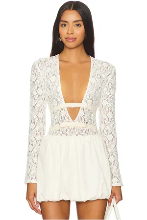 yuhan wang Ribbon Tied Lace Top in