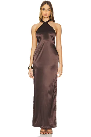 Khanums Satin Halter Maxi Dress in