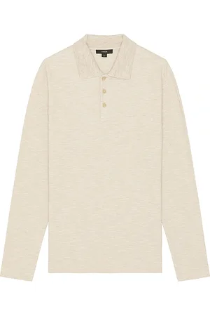 Vince Sun Faded Thermal Long Sleeve Polo in