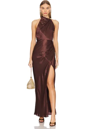 Nicholas Galilea High Neck Gold Trim Maxi Dress in