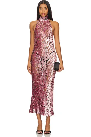 LAPOINTE Sequin Halter Open Back Dress in