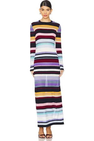 Missoni Long Dress in Multicolor Lilac Pink & Light Blue
