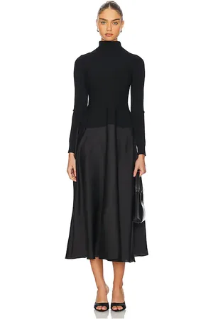 Simkhai Frances Long Sleeve Satin Combo Midi Dress in