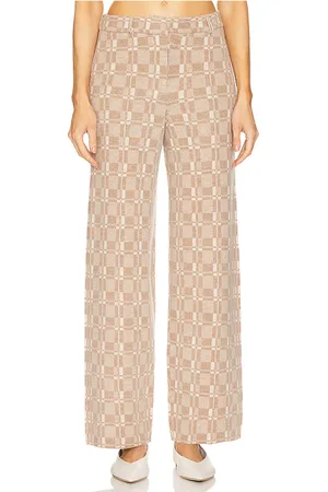 NAADAM Luxe Plaid Jacquard Wide Leg Trouser in