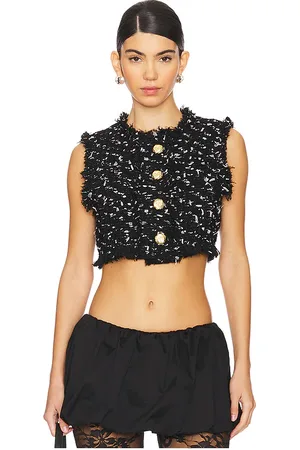 yuhan wang Brass Buttoned Tweed Waistcoat in