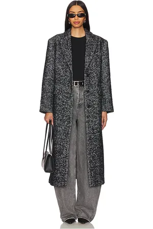 ANINE BING Quinn Coat in Black and White Tweed in