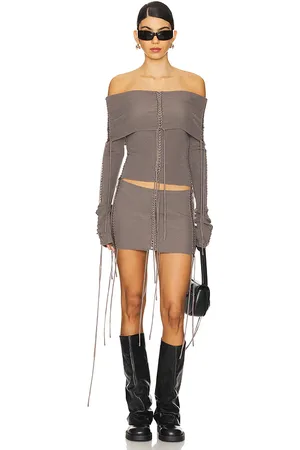 Jaded London Extreme Fold Over Lace Up Knit Top in