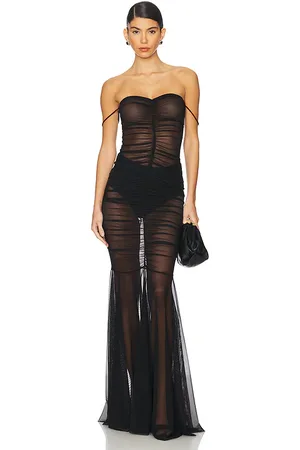 Norma Kamali Strapless Shirred Front Fishtail Gown in