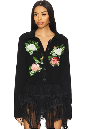yuhan wang Rose Intarsia Cardigan in