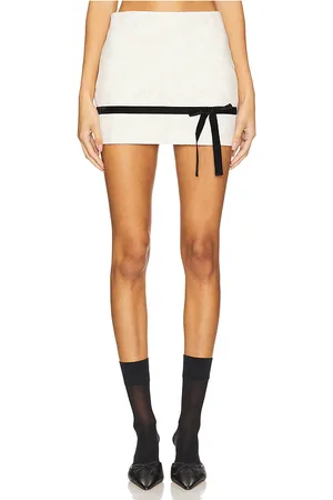 yuhan wang Lace Mini Skirt With Black Bow in