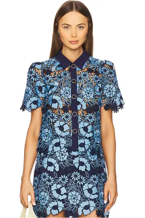 Milly Addison Two Tone Floral Lace Top in