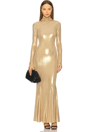 Norma Kamali Long Sleeve Turtleneck Fishtail Gown in