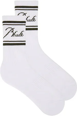 Rhude Striped Script Logo Socks in