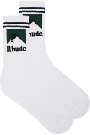 Rhude Striped Moonlight Socks in White Navy & Green