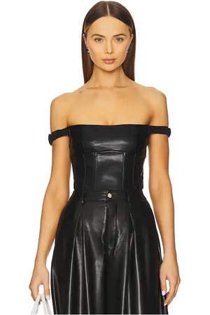 WeWoreWhat Off Shoulder Faux Leather Corset in