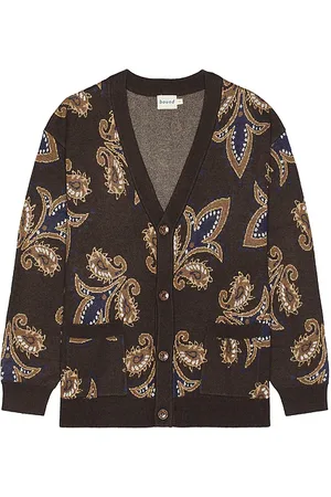 Bound Paisley Wool Grandad Cardigan in