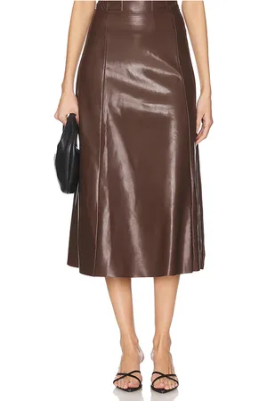 WeWoreWhat Faux Leather Flare Midi Skirt in