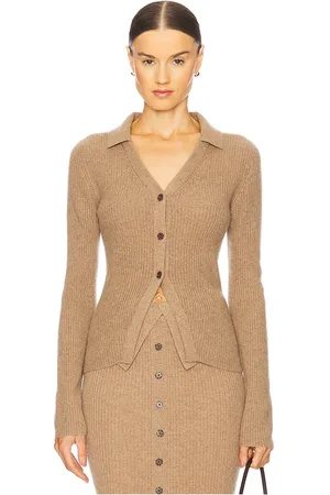 NAADAM Ribbed Collared Cardigan in