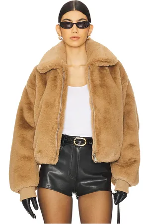 GOOD AMERICAN Faux Fur Collared Coat in