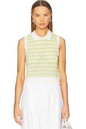 Matthew Bruch Striped Mesh Collared Tank in